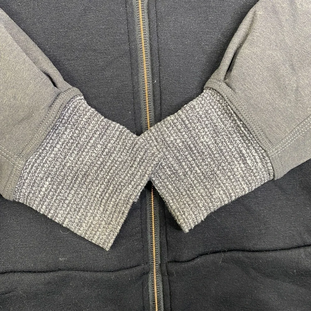 Lululemon Scuba Full Zip Hoodie Black Grey Colorblock Thumbholes Size 8
